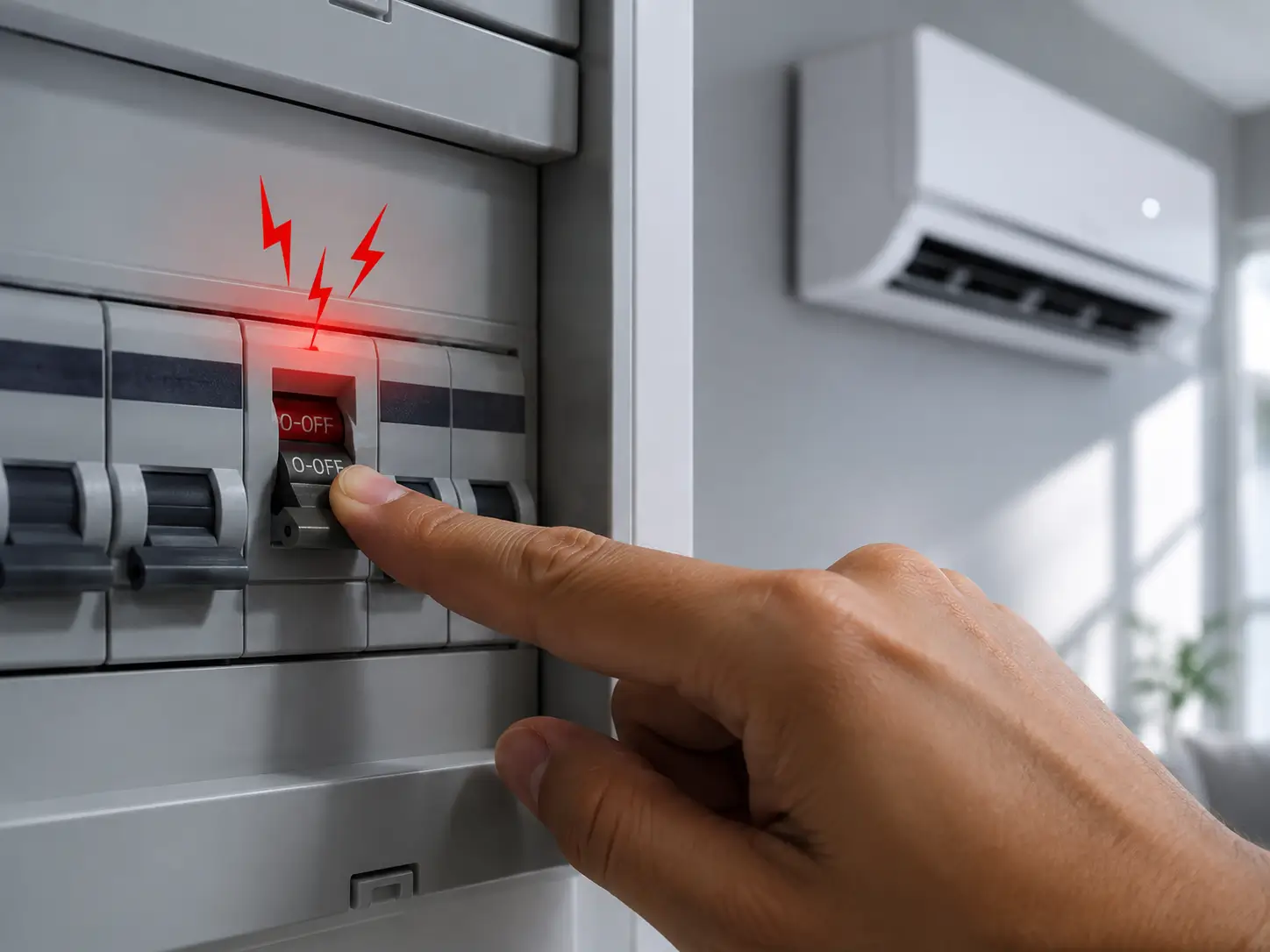 Circuit breaker tripping when the AC starts while a technician measures the load